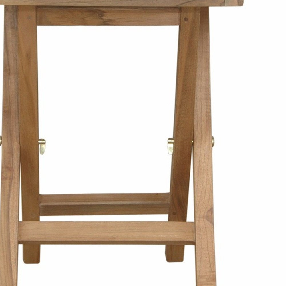 20" Natural Rounded Solid Wood Folding Outdoor Patio Side Table