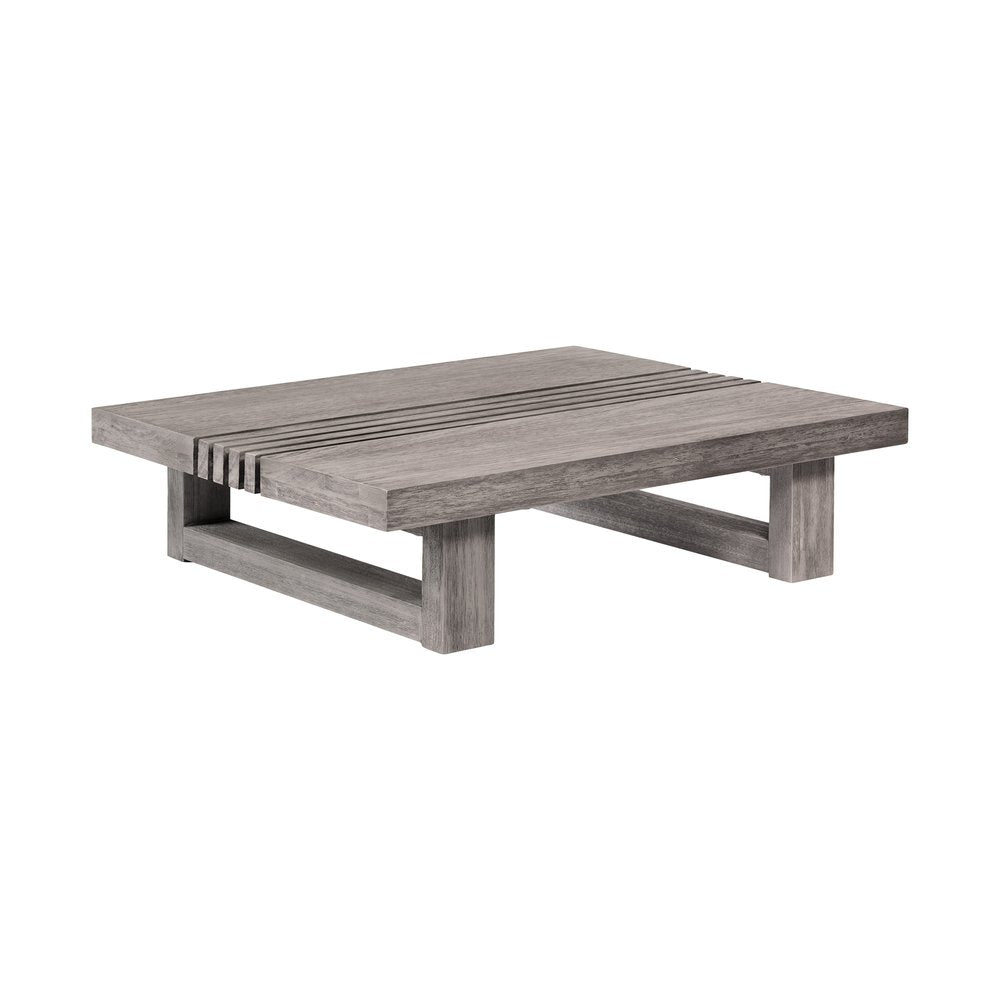33" Gray Solid Wood Outdoor Patio Coffee Table
