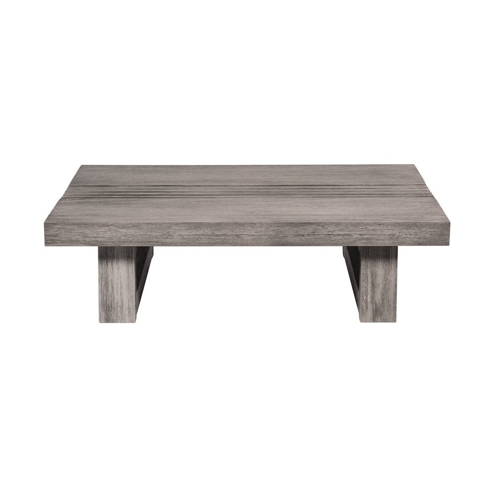 33" Gray Solid Wood Outdoor Patio Coffee Table
