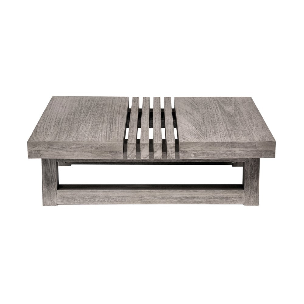 33" Gray Solid Wood Outdoor Patio Coffee Table
