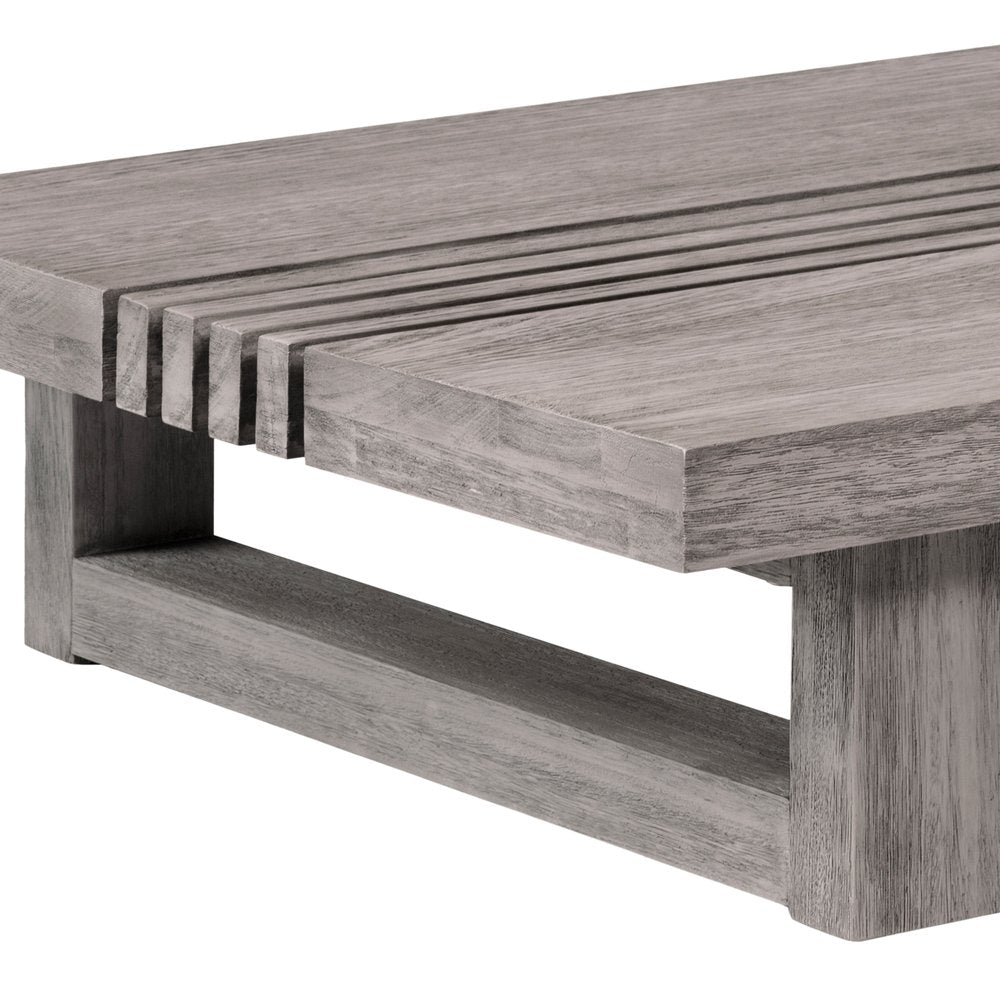 33" Gray Solid Wood Outdoor Patio Coffee Table