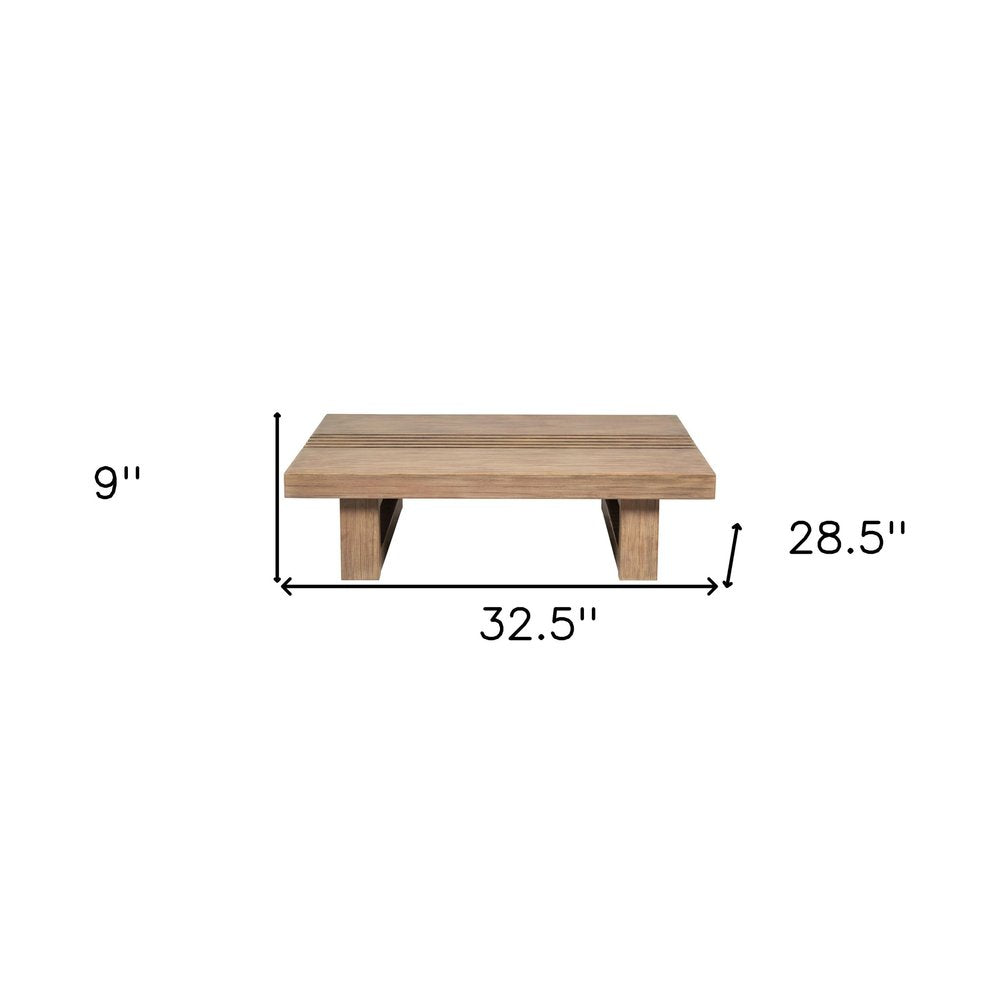 33" Natural Solid Wood Outdoor Patio Coffee Table