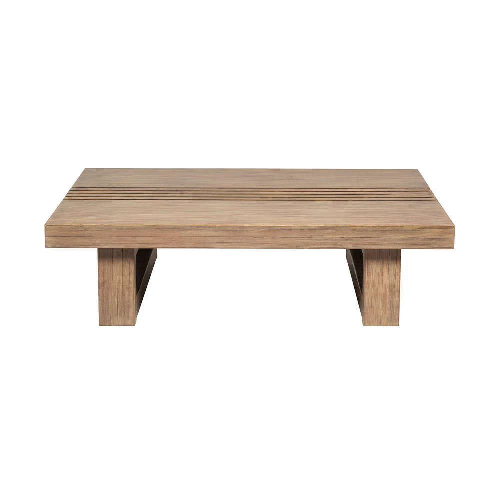 33" Natural Solid Wood Outdoor Patio Coffee Table