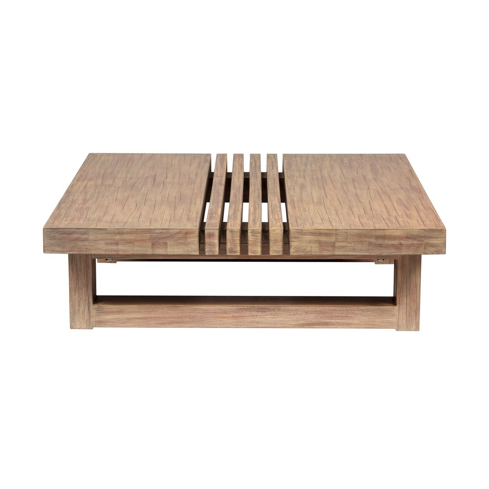 33" Natural Solid Wood Outdoor Patio Coffee Table