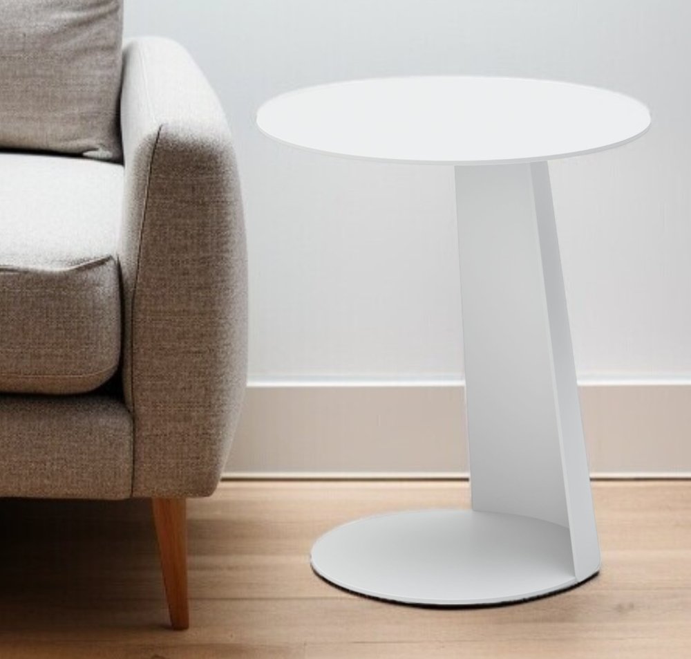 16" White Aluminum Rounded Outdoor Patio Side Table