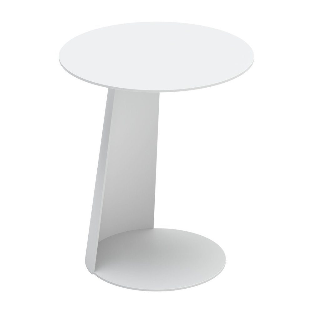 16" White Aluminum Rounded Outdoor Patio Side Table