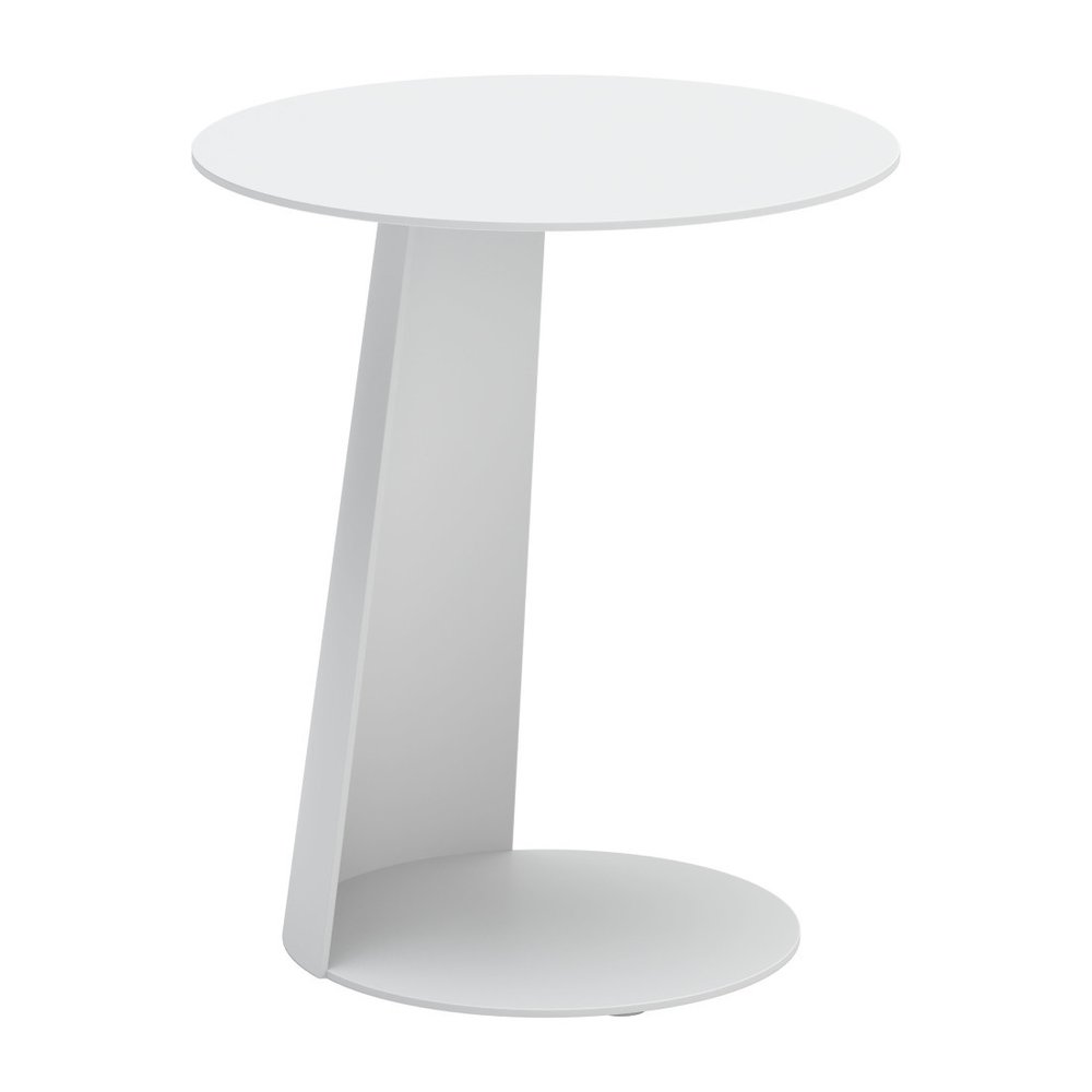 16" White Aluminum Rounded Outdoor Patio Side Table