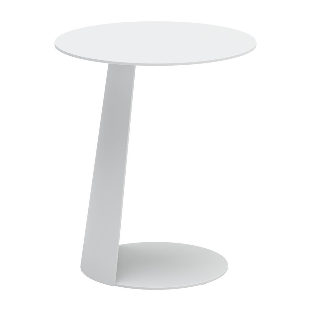 16" White Aluminum Rounded Outdoor Patio Side Table