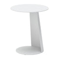 16" White Aluminum Rounded Outdoor Patio Side Table