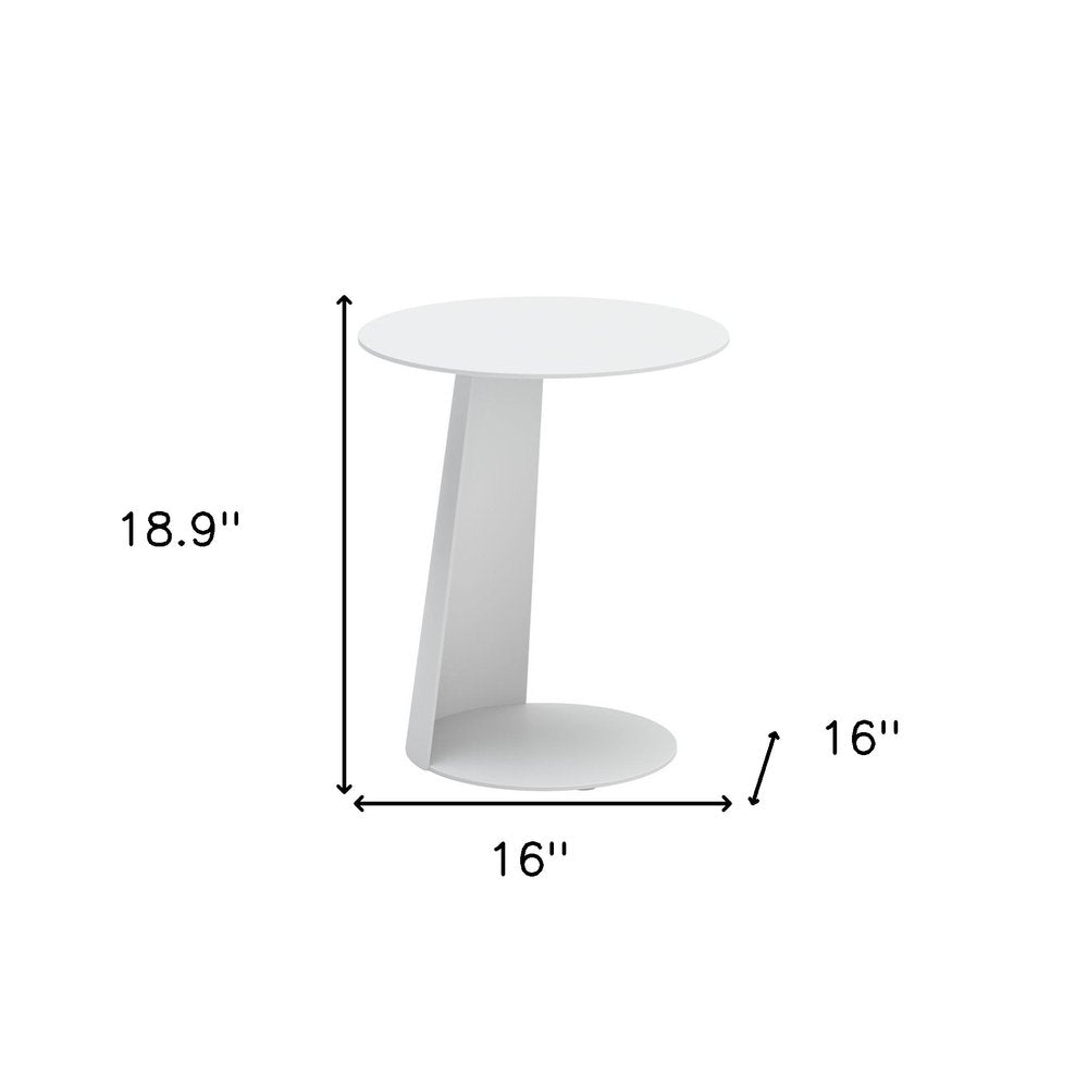 16" White Aluminum Rounded Outdoor Patio Side Table