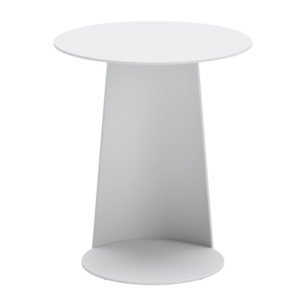 16" White Aluminum Rounded Outdoor Patio Side Table