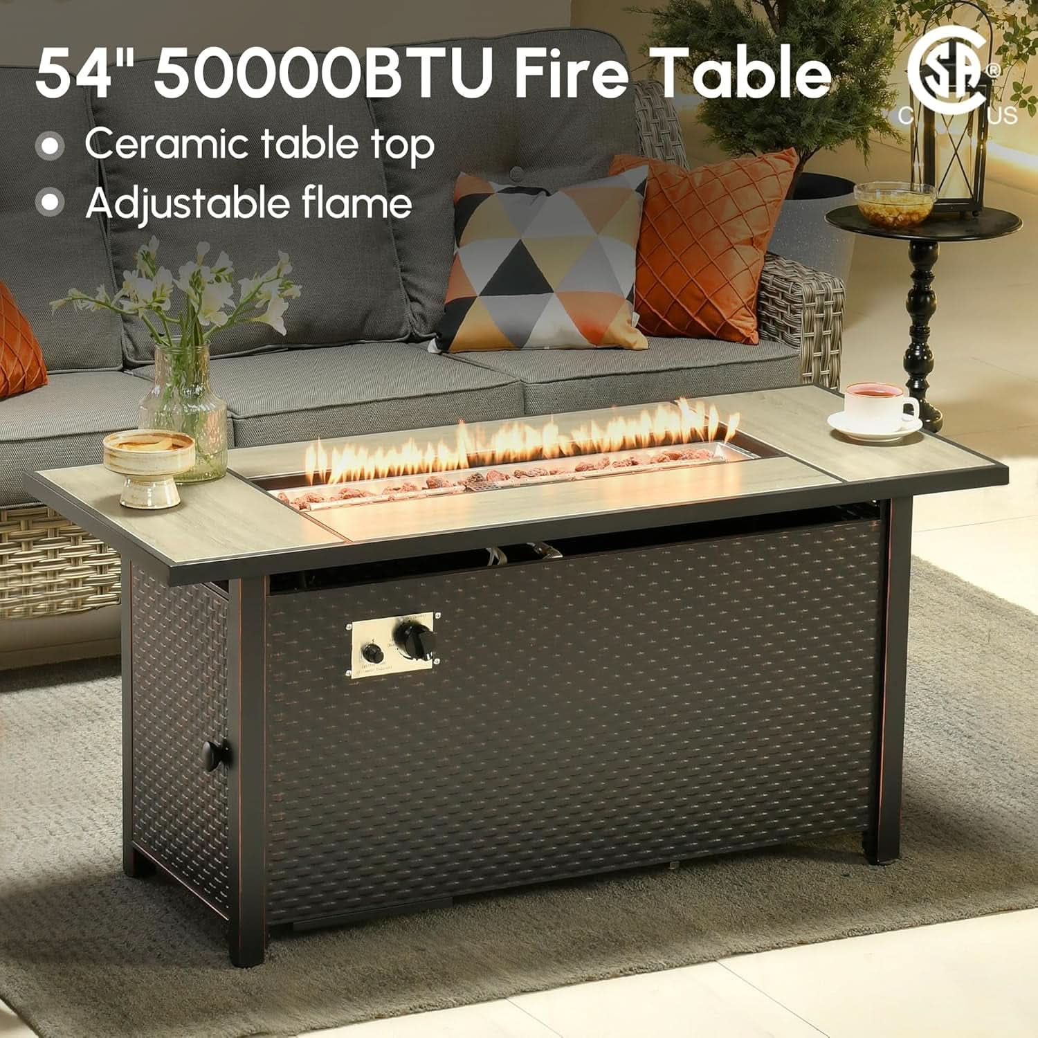 Outdoor Patio Conversation Set with Fire Pit and Ottomans