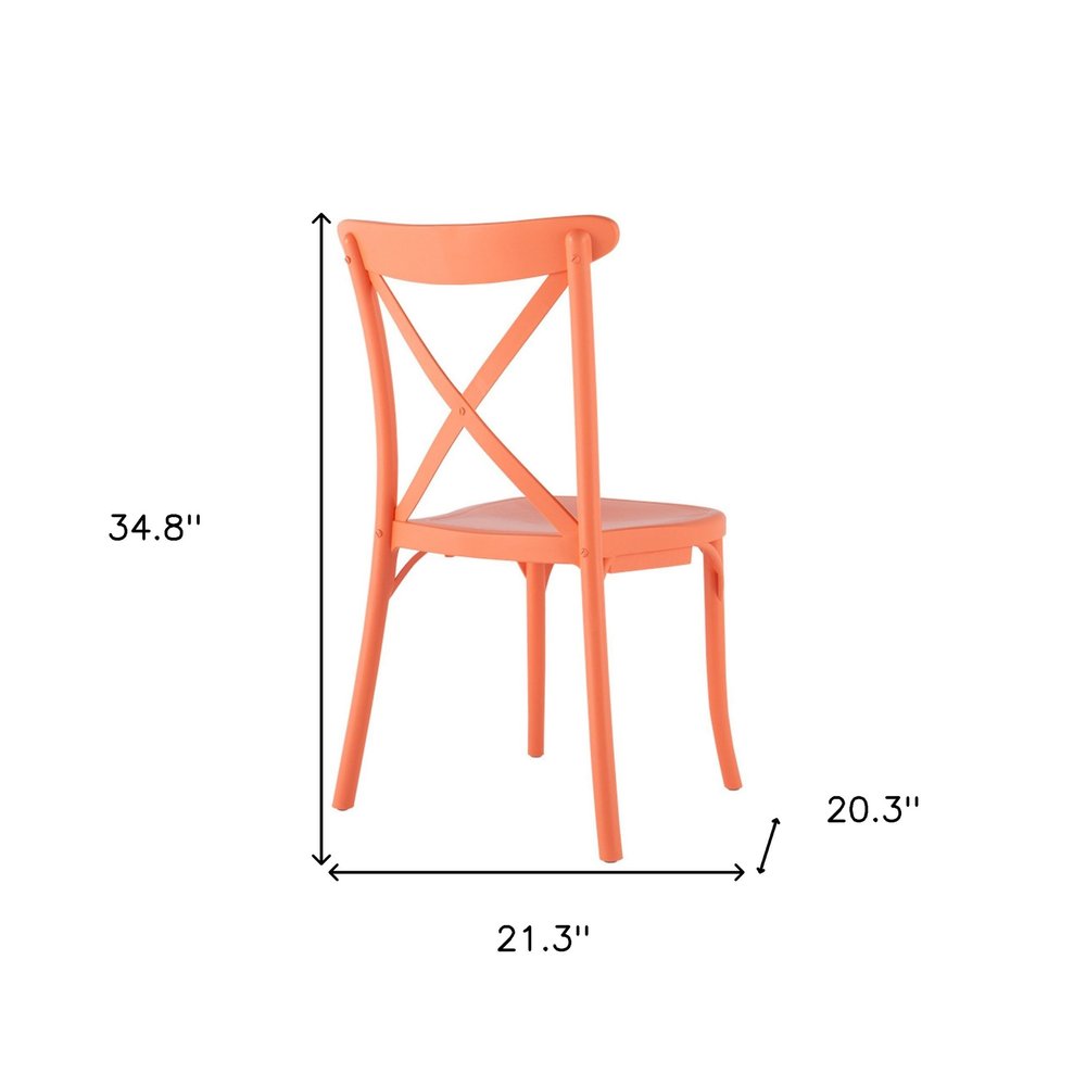 2-Piece Salmon Heavy-Duty Plastic Outdoor Patio Stacking Dining Chair Set