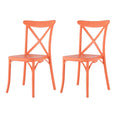2-Piece Salmon Heavy-Duty Plastic Outdoor Patio Stacking Dining Chair Set