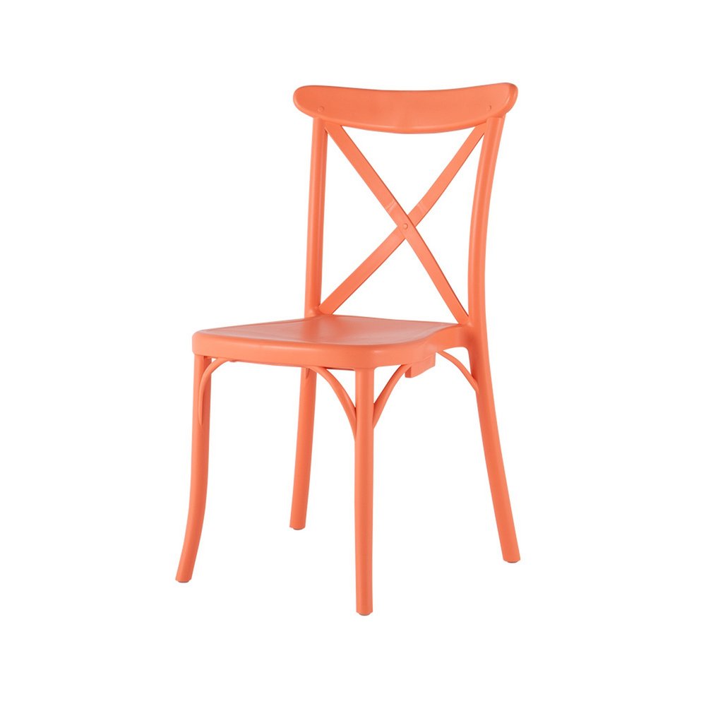 2-Piece Salmon Heavy-Duty Plastic Outdoor Patio Stacking Dining Chair Set