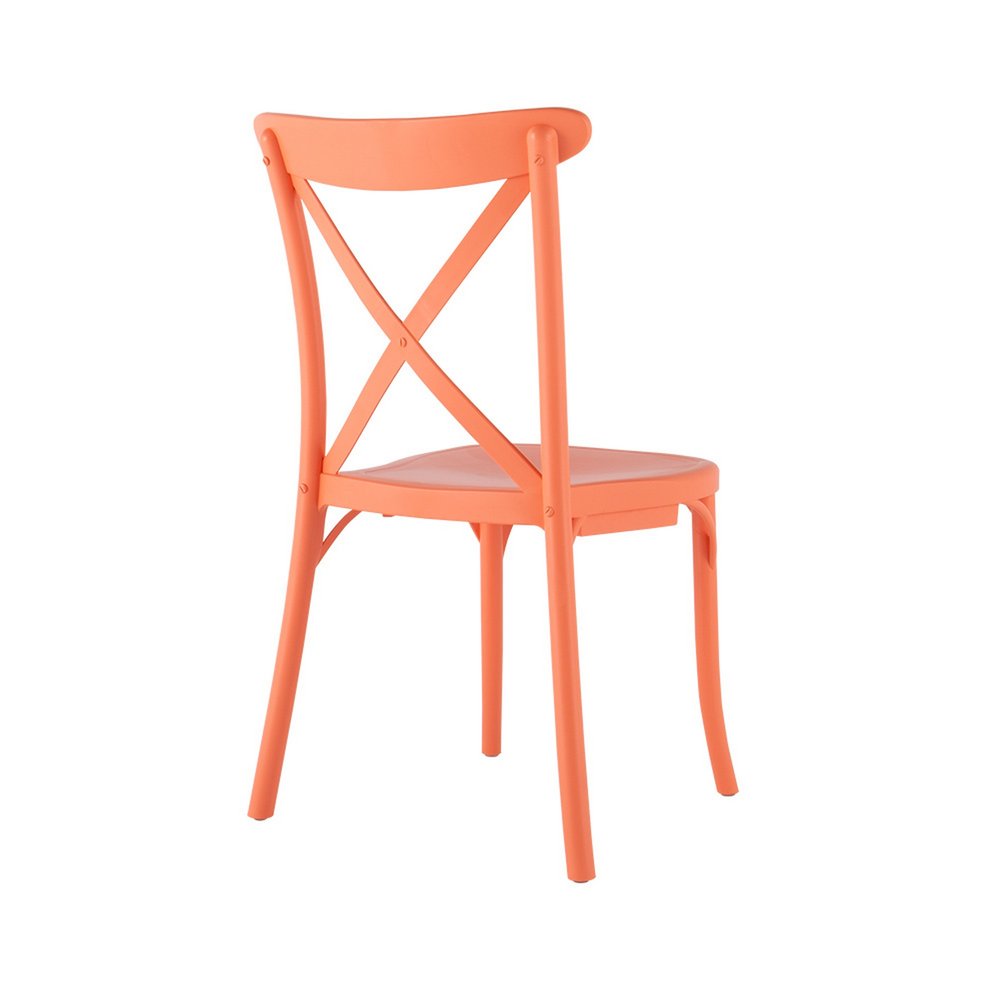 2-Piece Salmon Heavy-Duty Plastic Outdoor Patio Stacking Dining Chair Set