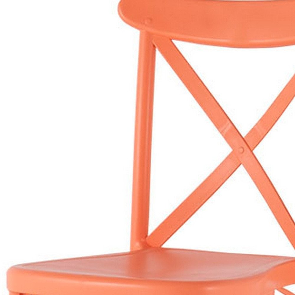 2-Piece Salmon Heavy-Duty Plastic Outdoor Patio Stacking Dining Chair Set