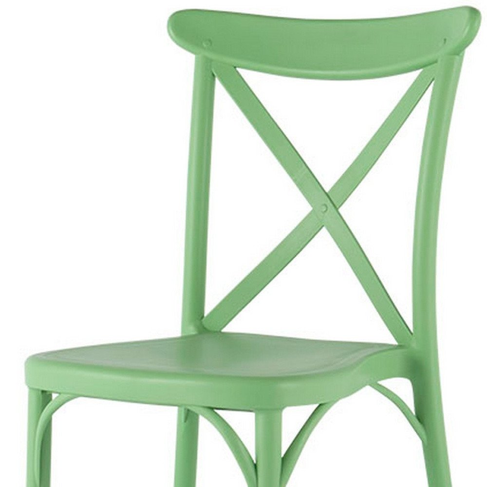 2-Piece Green Heavy-Duty Plastic Outdoor Patio Stacking Dining Chair Set