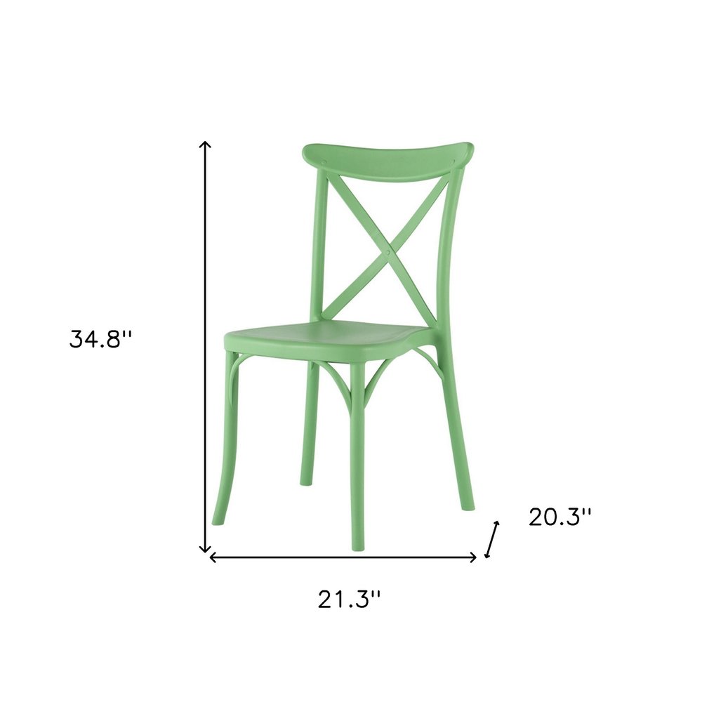 2-Piece Green Heavy-Duty Plastic Outdoor Patio Stacking Dining Chair Set