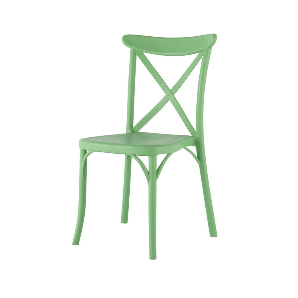 2-Piece Green Heavy-Duty Plastic Outdoor Patio Stacking Dining Chair Set
