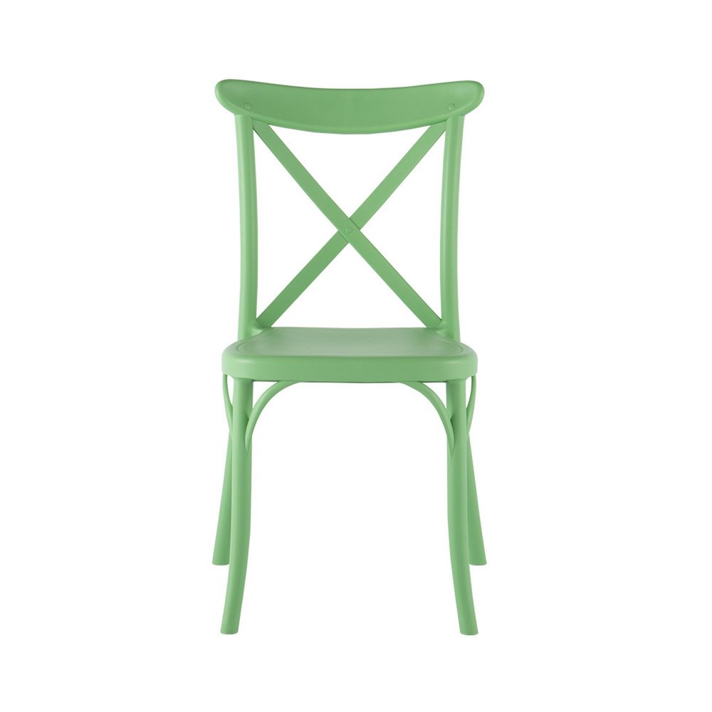 2-Piece Green Heavy-Duty Plastic Outdoor Patio Stacking Dining Chair Set