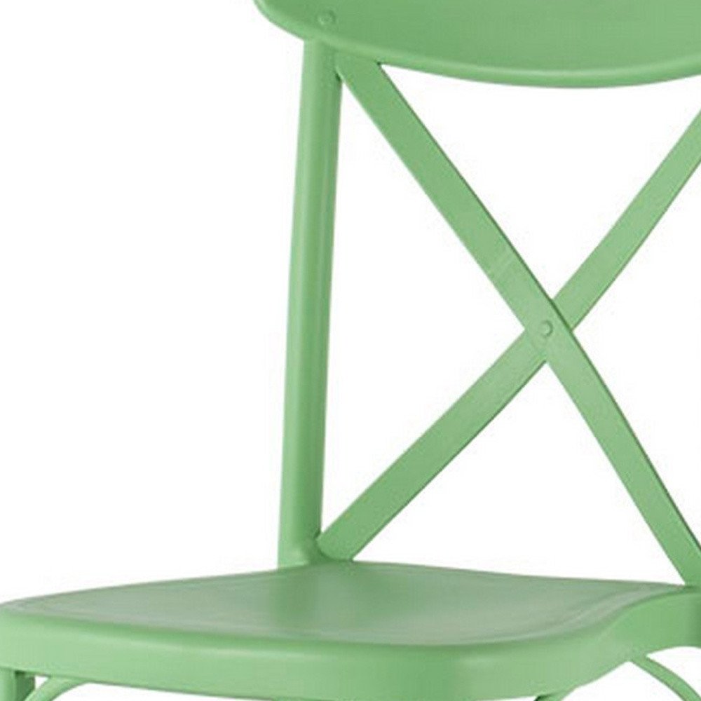 2-Piece Green Heavy-Duty Plastic Outdoor Patio Stacking Dining Chair Set