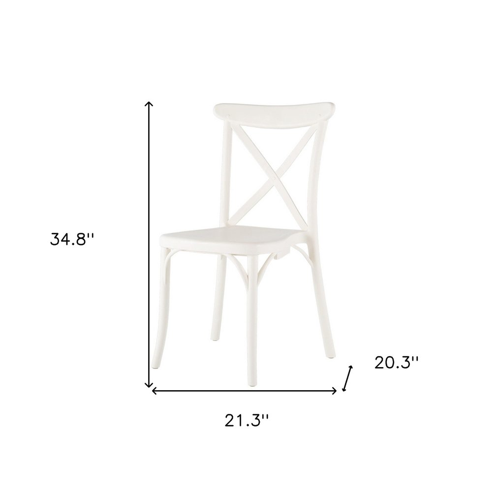 2-Piece White Heavy-Duty Plastic Outdoor Patio Stacking Dining Chair Set