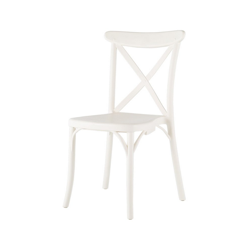 2-Piece White Heavy-Duty Plastic Outdoor Patio Stacking Dining Chair Set