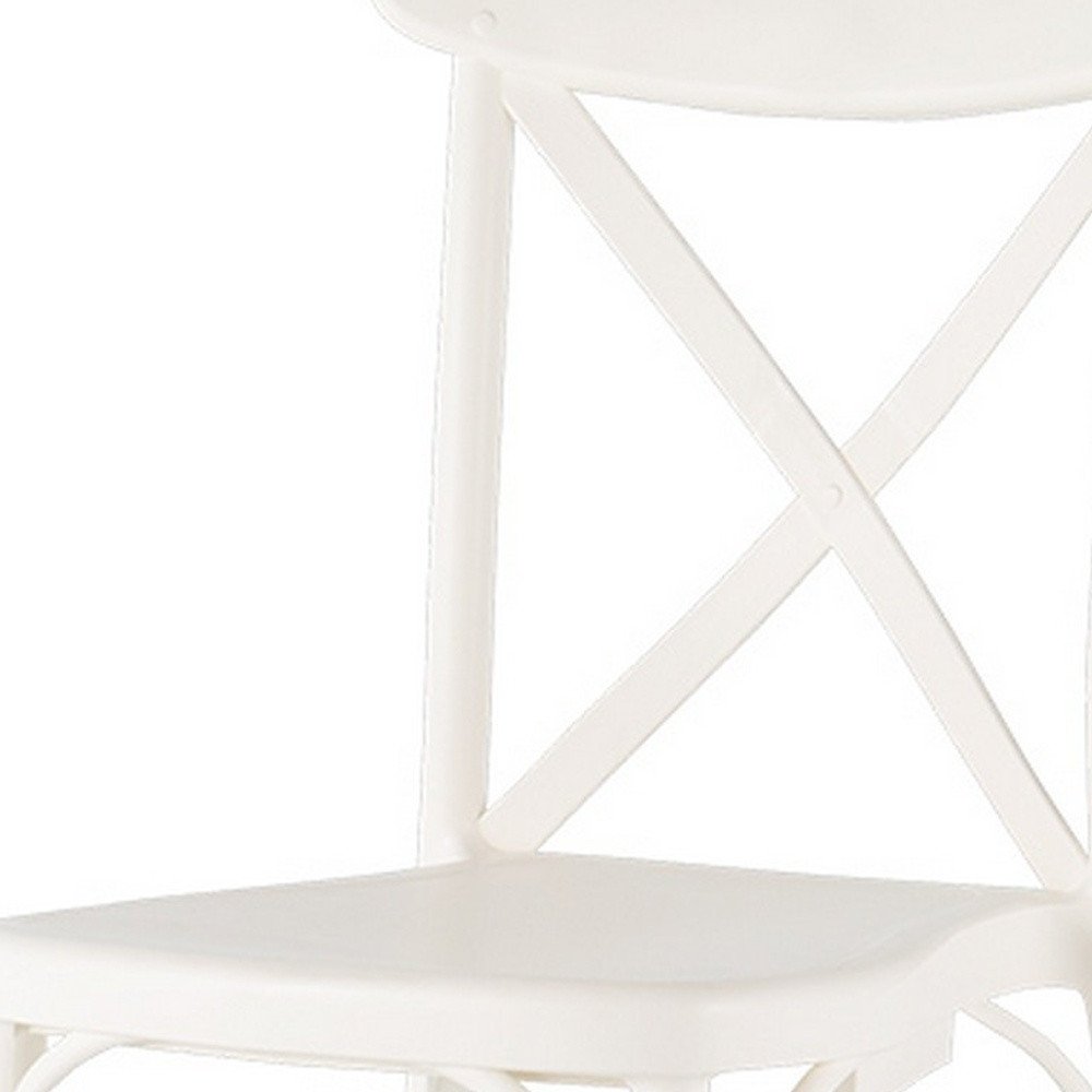 2-Piece White Heavy-Duty Plastic Outdoor Patio Stacking Dining Chair Set