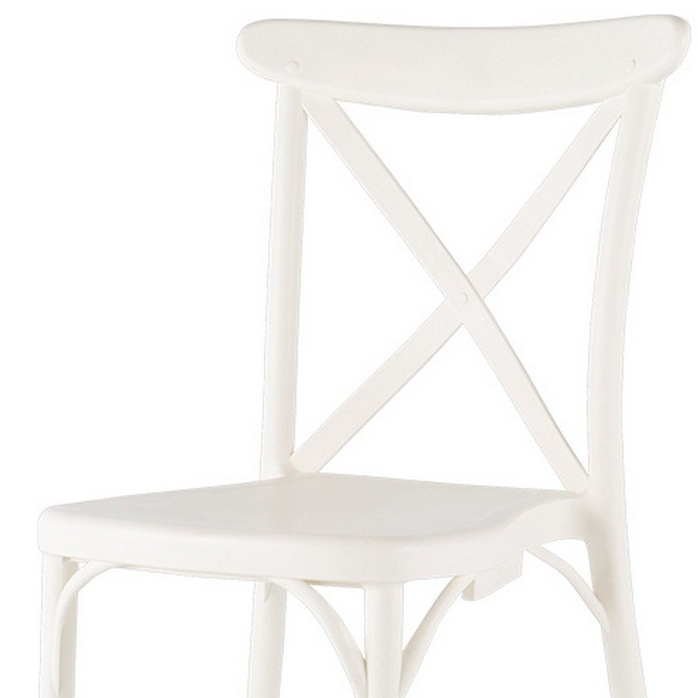 2-Piece White Heavy-Duty Plastic Outdoor Patio Stacking Dining Chair Set