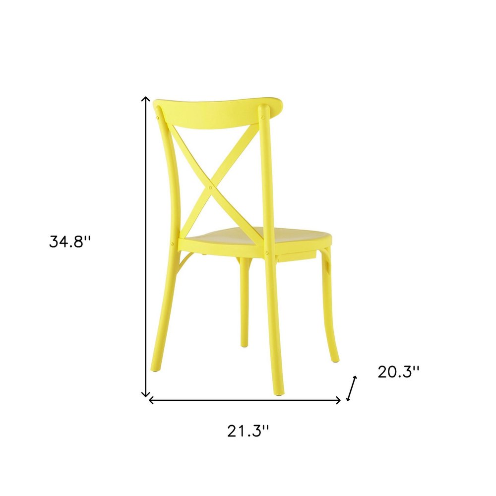 2-Piece Yellow Heavy-Duty Plastic Outdoor Patio Dining Chair Set