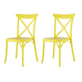 2-Piece Yellow Heavy-Duty Plastic Outdoor Patio Dining Chair Set