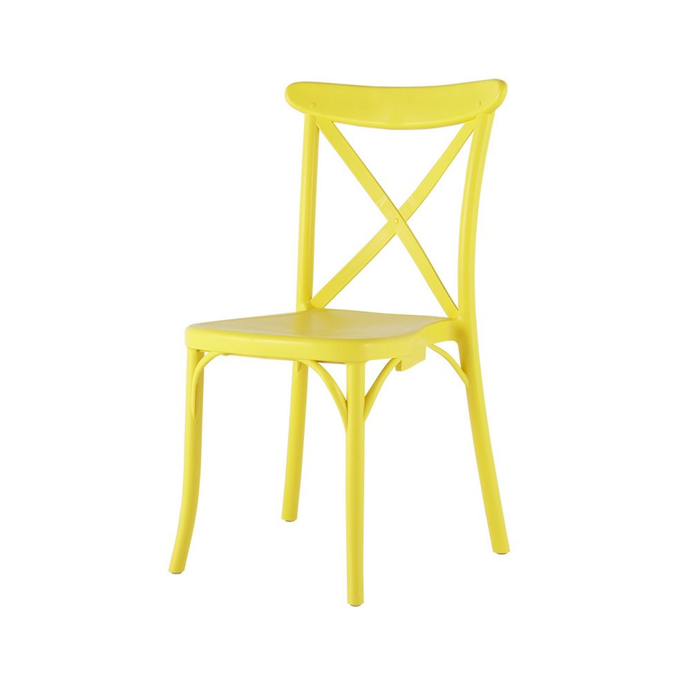 2-Piece Yellow Heavy-Duty Plastic Outdoor Patio Dining Chair Set