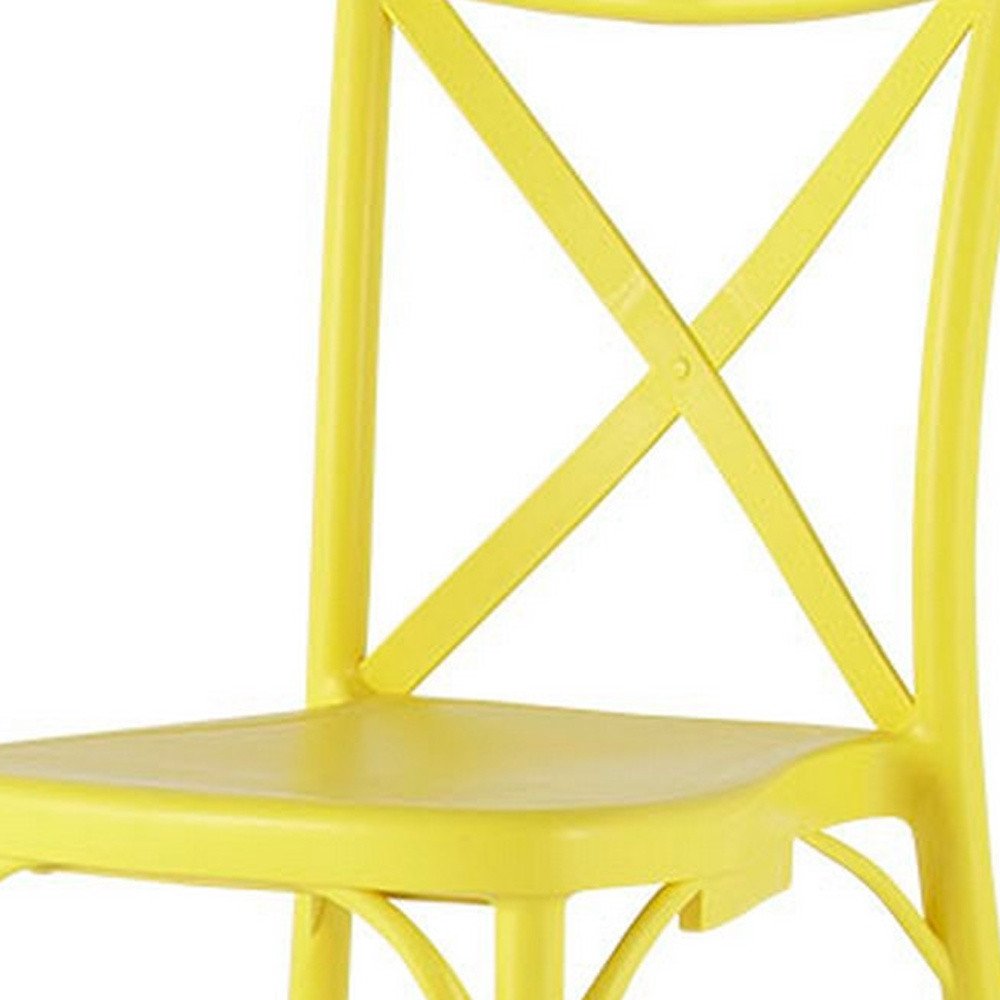 2-Piece Yellow Heavy-Duty Plastic Outdoor Patio Dining Chair Set