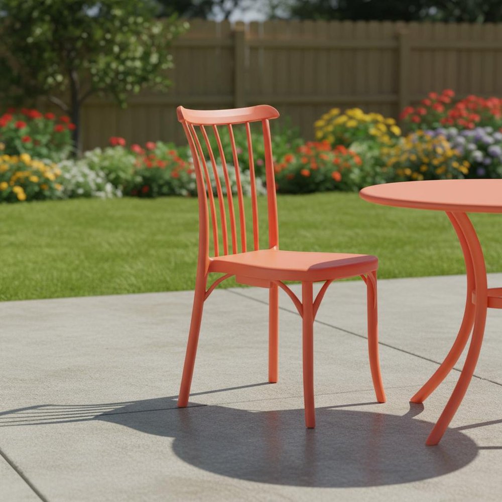 2-Piece Salmon Heavy-Duty Plastic Outdoor Patio Stacking Dining Chair Set