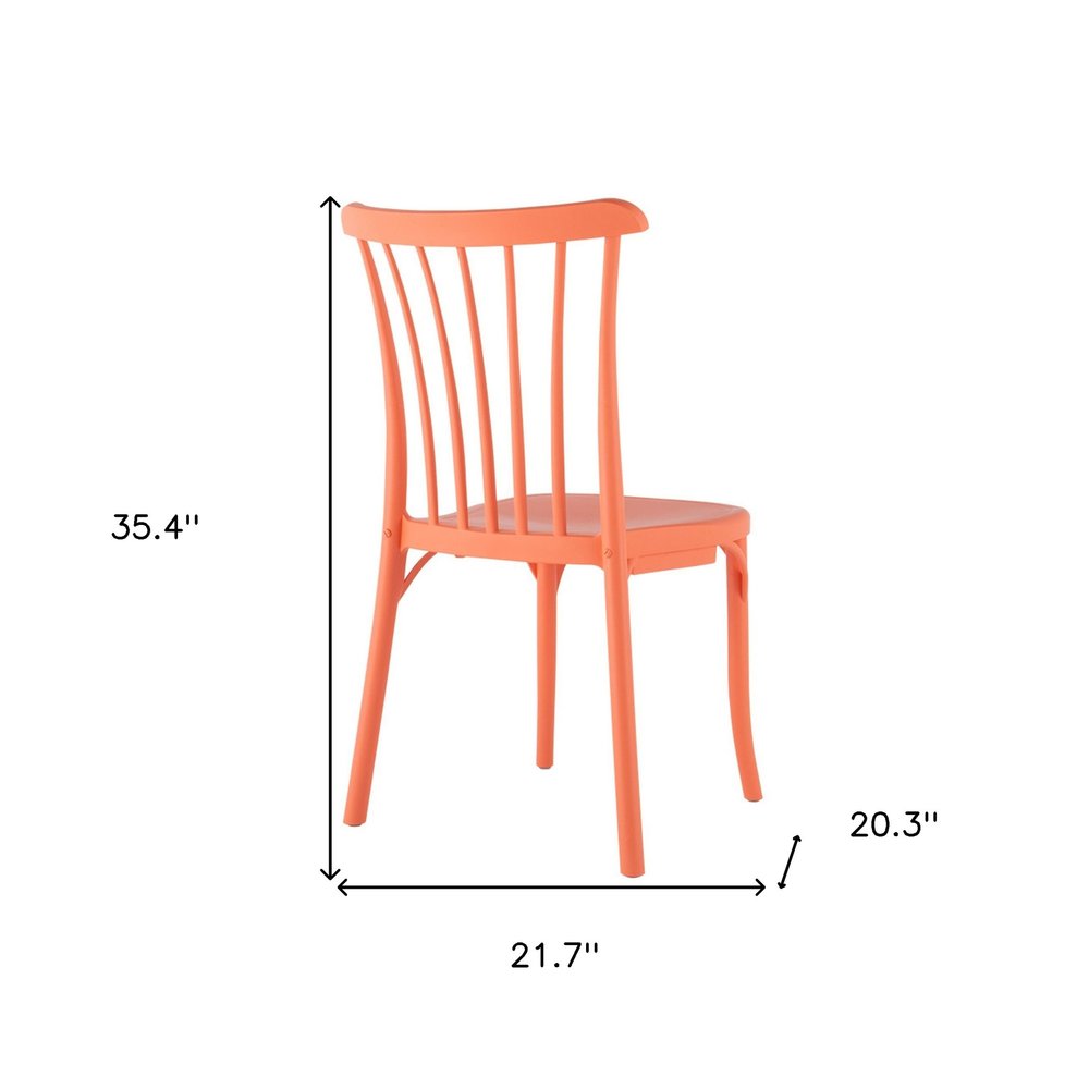2-Piece Salmon Heavy-Duty Plastic Outdoor Patio Stacking Dining Chair Set