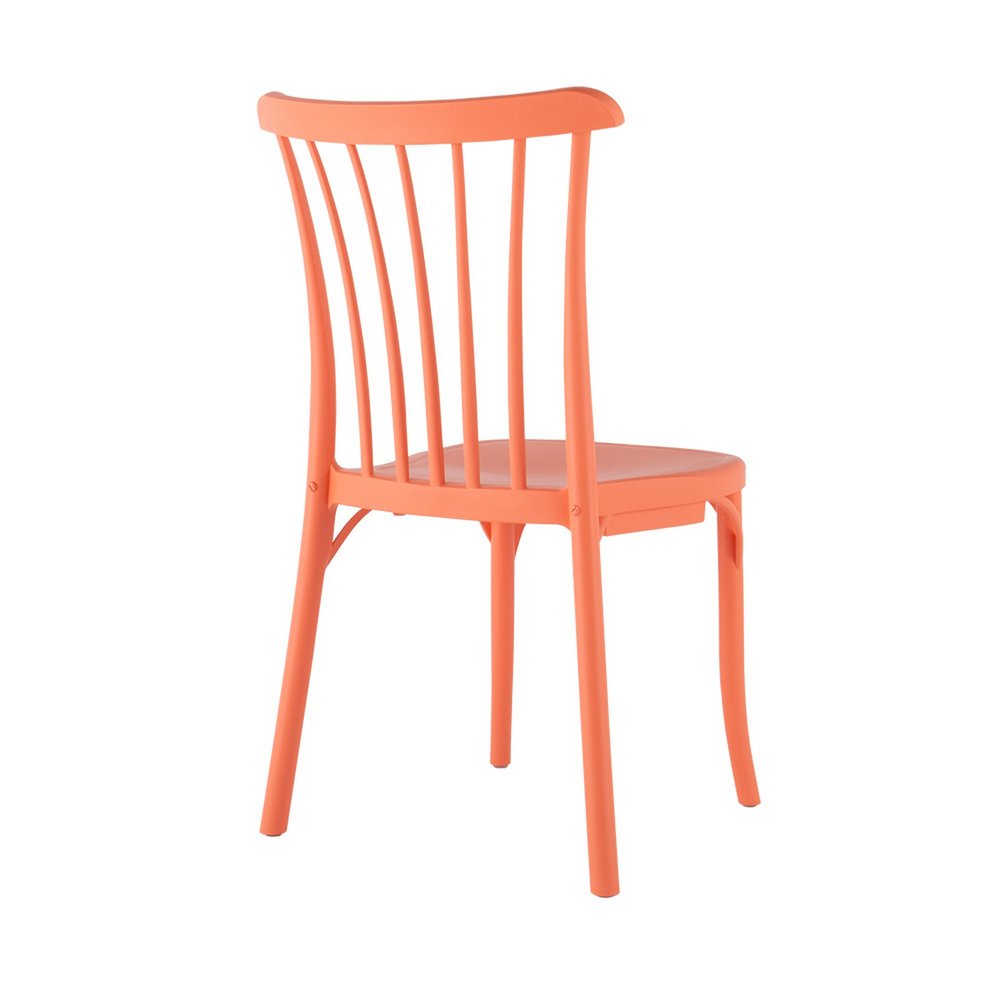 2-Piece Salmon Heavy-Duty Plastic Outdoor Patio Stacking Dining Chair Set