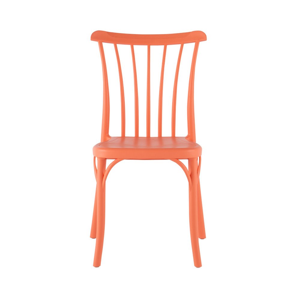 2-Piece Salmon Heavy-Duty Plastic Outdoor Patio Stacking Dining Chair Set