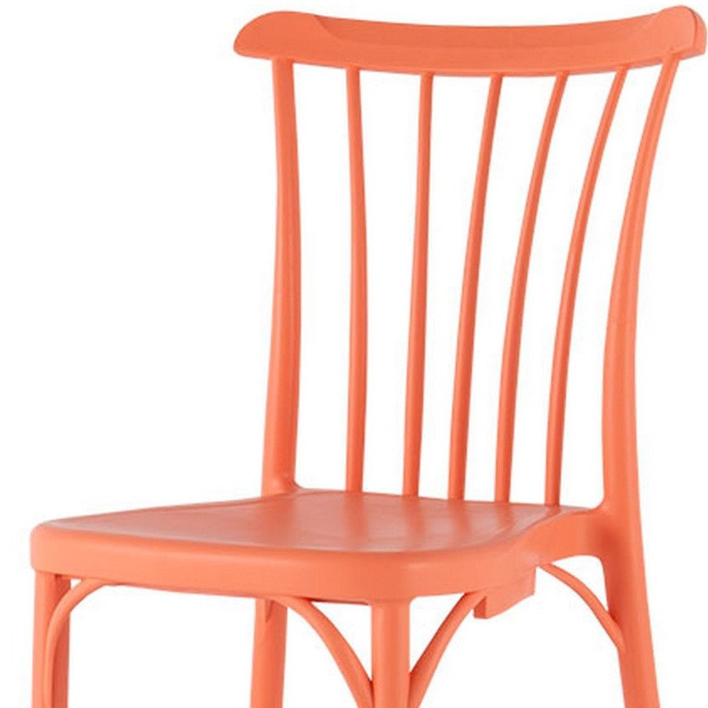 2-Piece Salmon Heavy-Duty Plastic Outdoor Patio Stacking Dining Chair Set