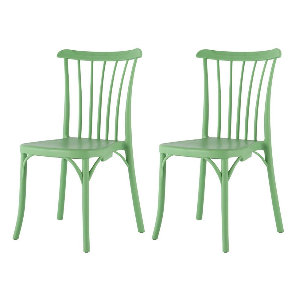 2-Piece Green Heavy-Duty Plastic Outdoor Patio Stacking Dining Chair Set