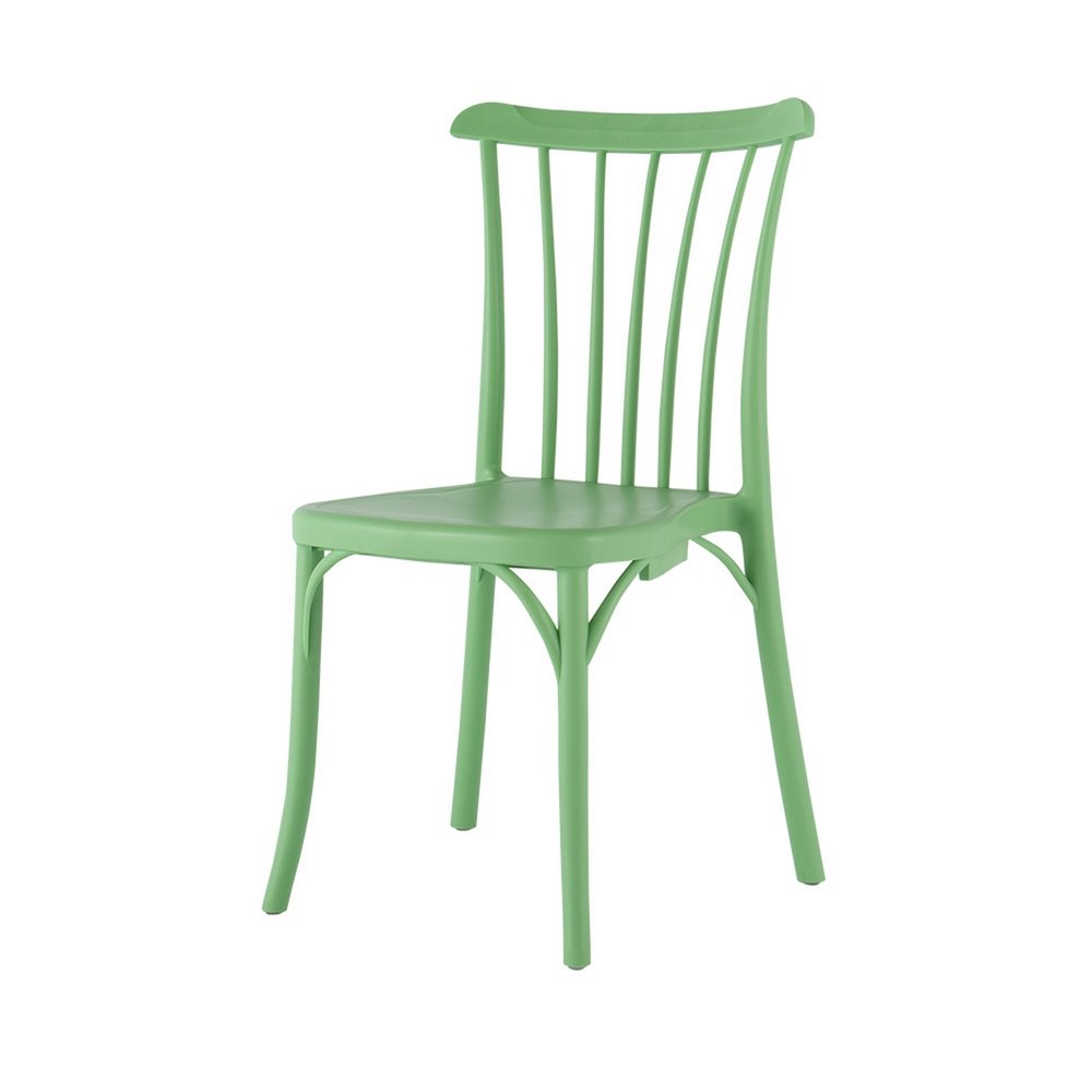 2-Piece Green Heavy-Duty Plastic Outdoor Patio Stacking Dining Chair Set