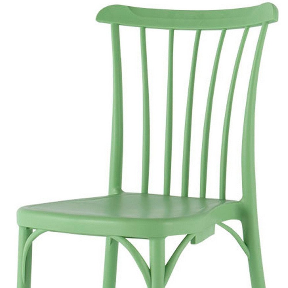2-Piece Green Heavy-Duty Plastic Outdoor Patio Stacking Dining Chair Set