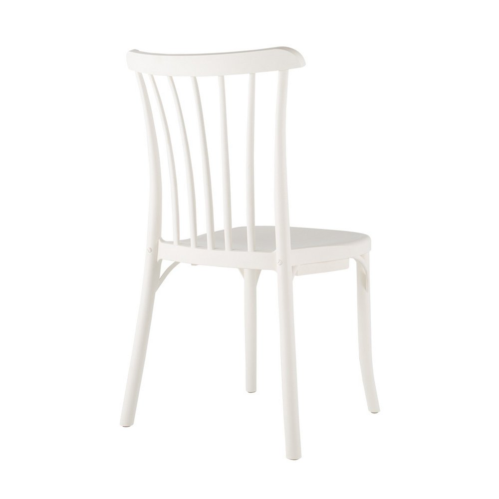 2-Piece White Heavy-Duty Plastic Outdoor Patio Stacking Dining Chair Set