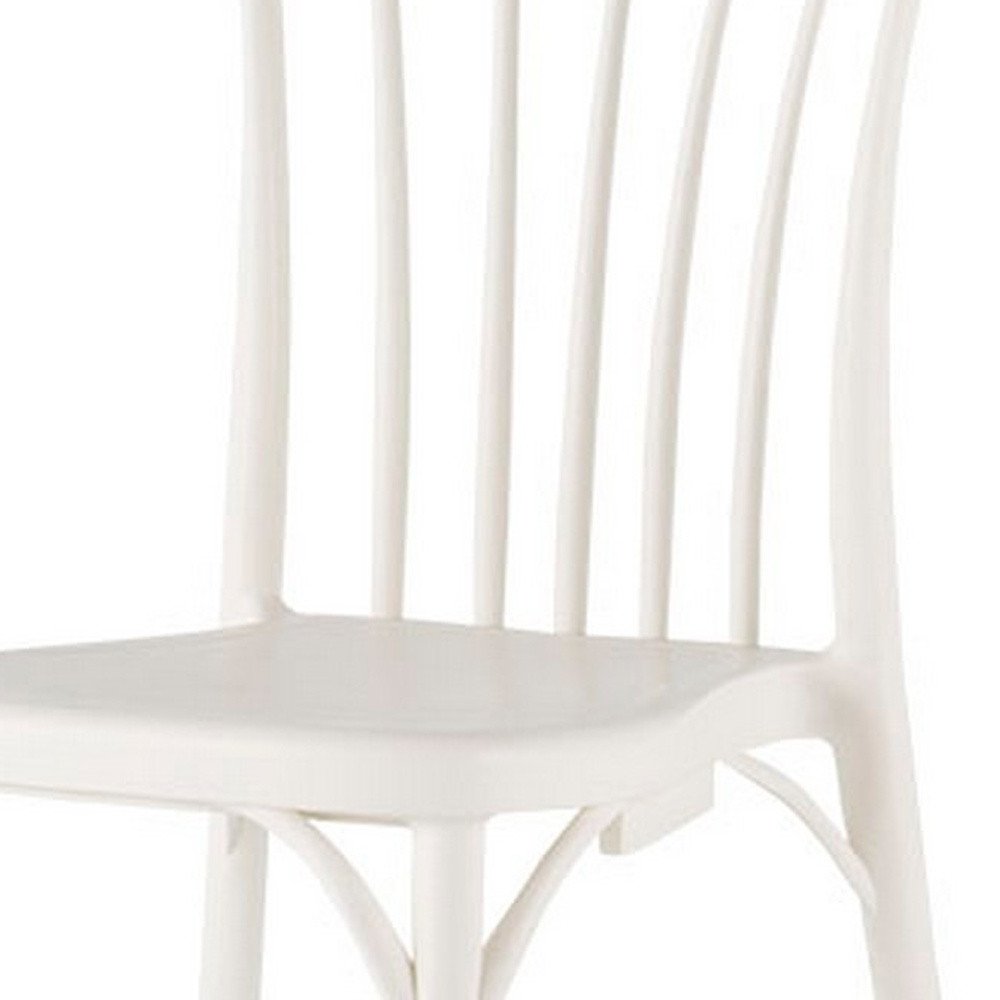 2-Piece White Heavy-Duty Plastic Outdoor Patio Stacking Dining Chair Set