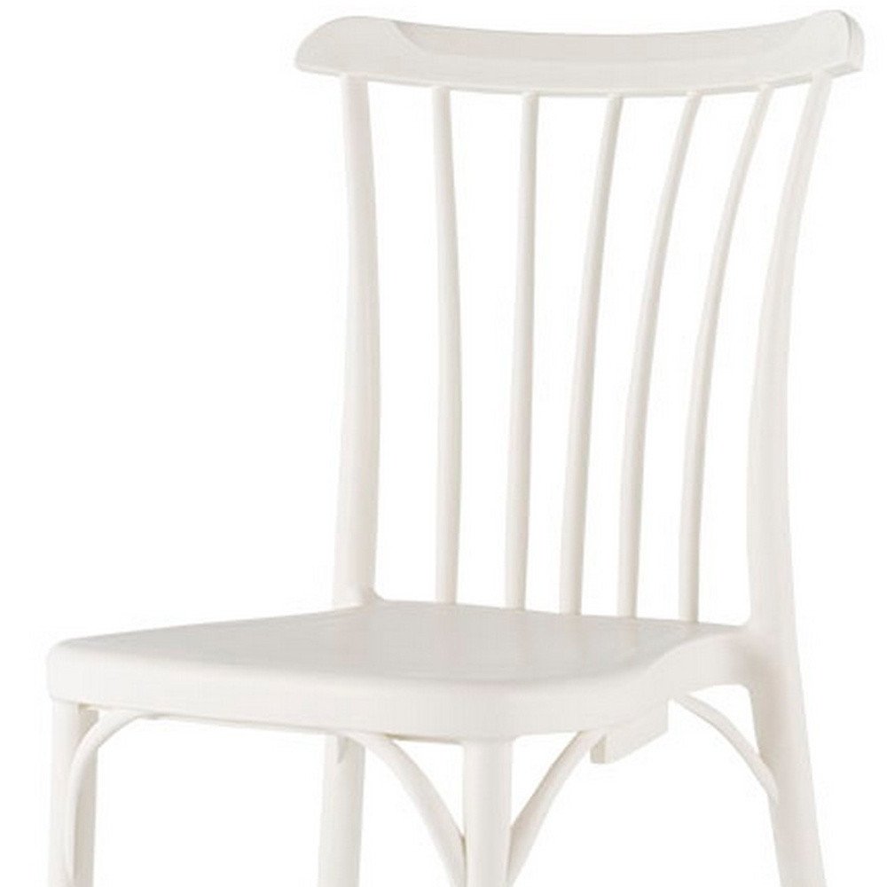 2-Piece White Heavy-Duty Plastic Outdoor Patio Stacking Dining Chair Set