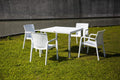 2-Piece White Faux Rattan Heavy-Duty Plastic Outdoor Patio Stacking Arm Chair Set