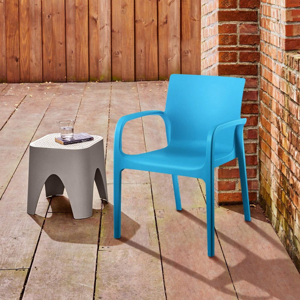 2-Piece Blue Heavy-Duty Plastic Outdoor Patio Stacking Dining Chair Set