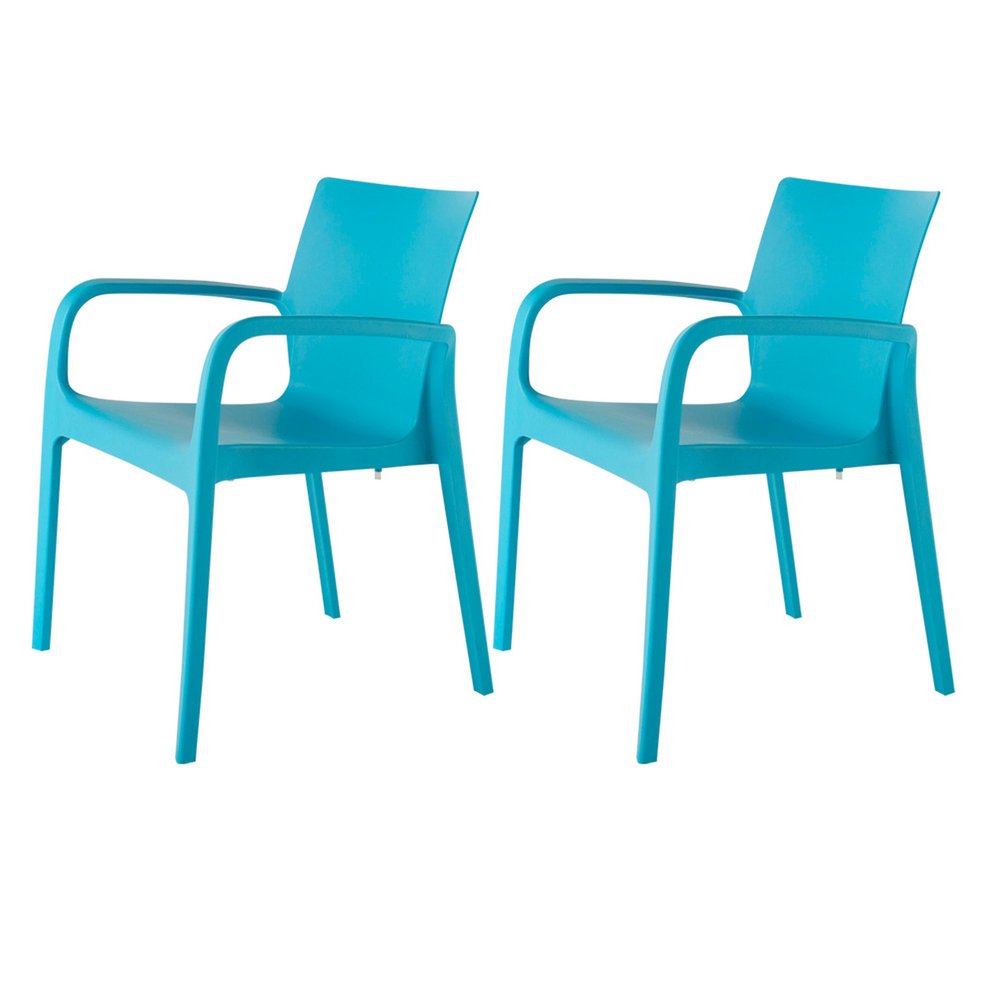 2-Piece Blue Heavy-Duty Plastic Outdoor Patio Stacking Dining Chair Set