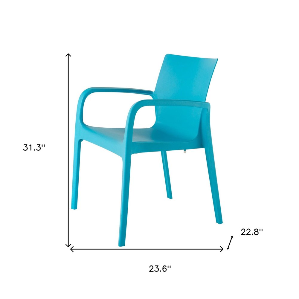 2-Piece Blue Heavy-Duty Plastic Outdoor Patio Stacking Dining Chair Set