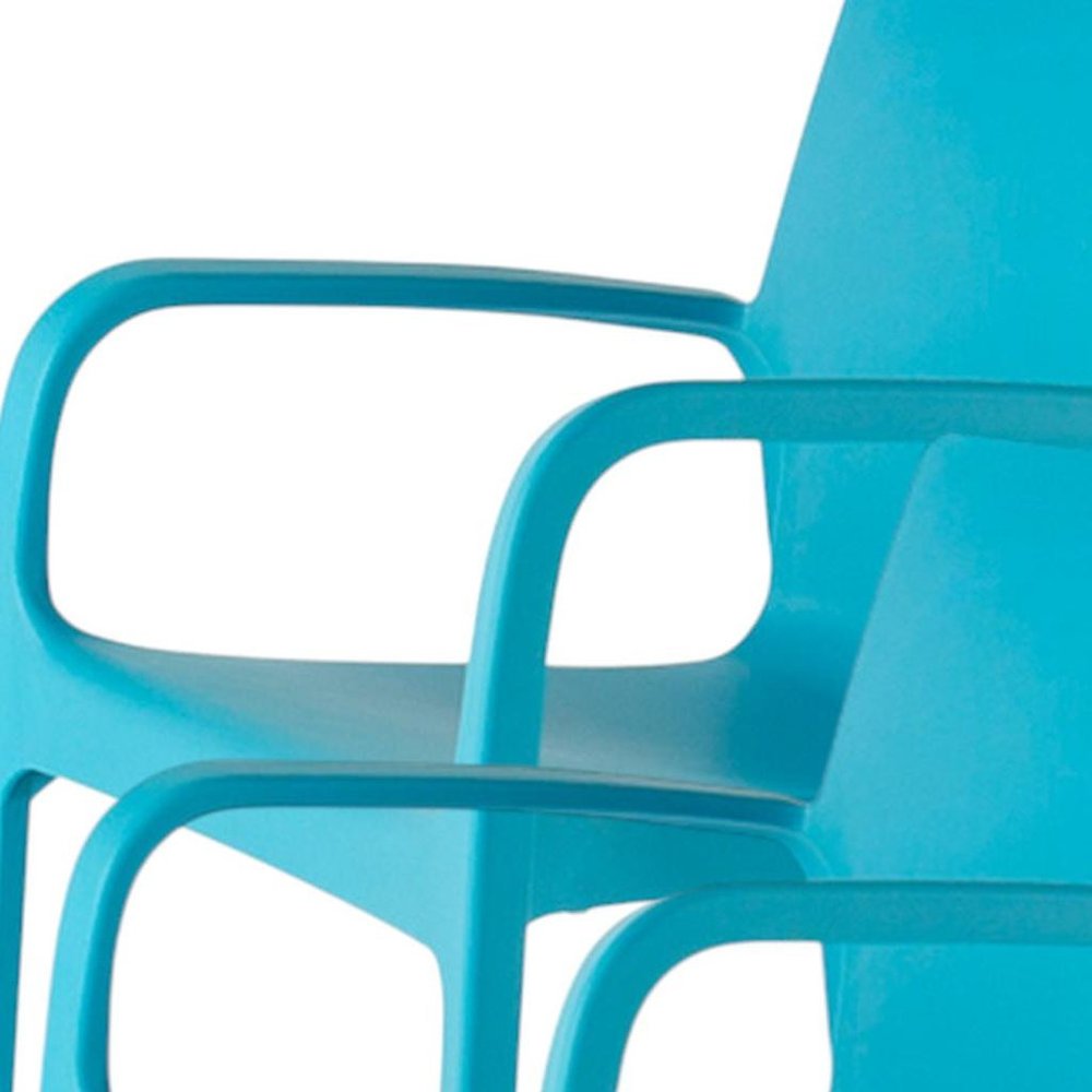 2-Piece Blue Heavy-Duty Plastic Outdoor Patio Stacking Dining Chair Set
